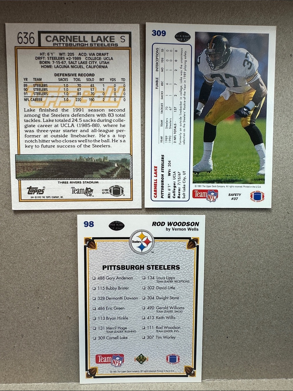 Rod Woodson with Jack Ham/Terry Bradshaw Steelers legends lot of 18 - Picture 7 of 13